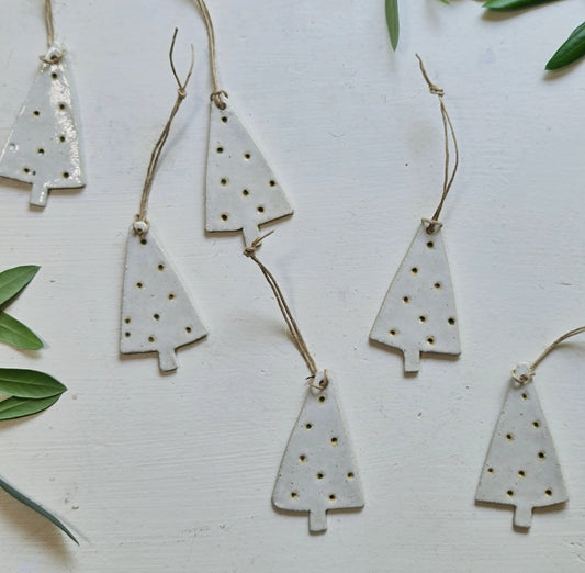 White Christmas Trees Ornaments