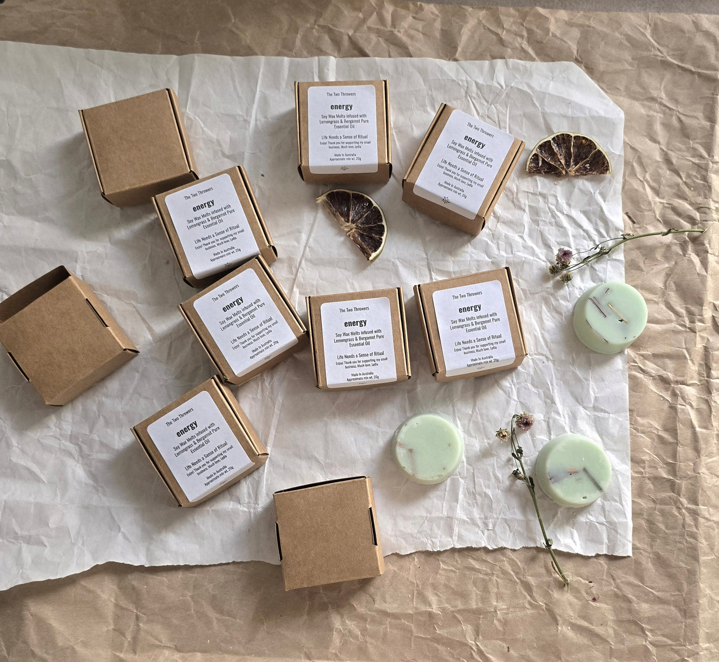Energy - Soy Wax Melt with Lemongrass & Bergamot Pure Essential Oils