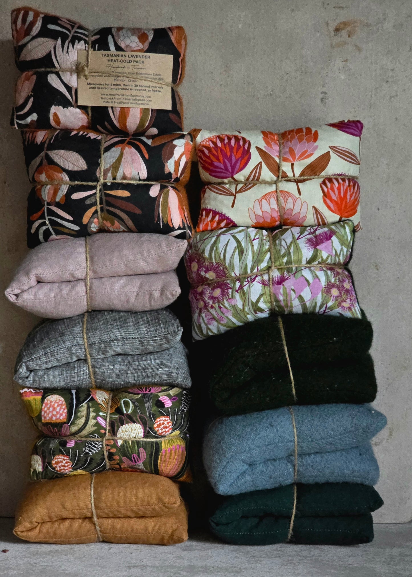 Tasmanian Handmade Heat - Cold Packs filled with Lupin Seeds & Tasmanian Lavendar Buds