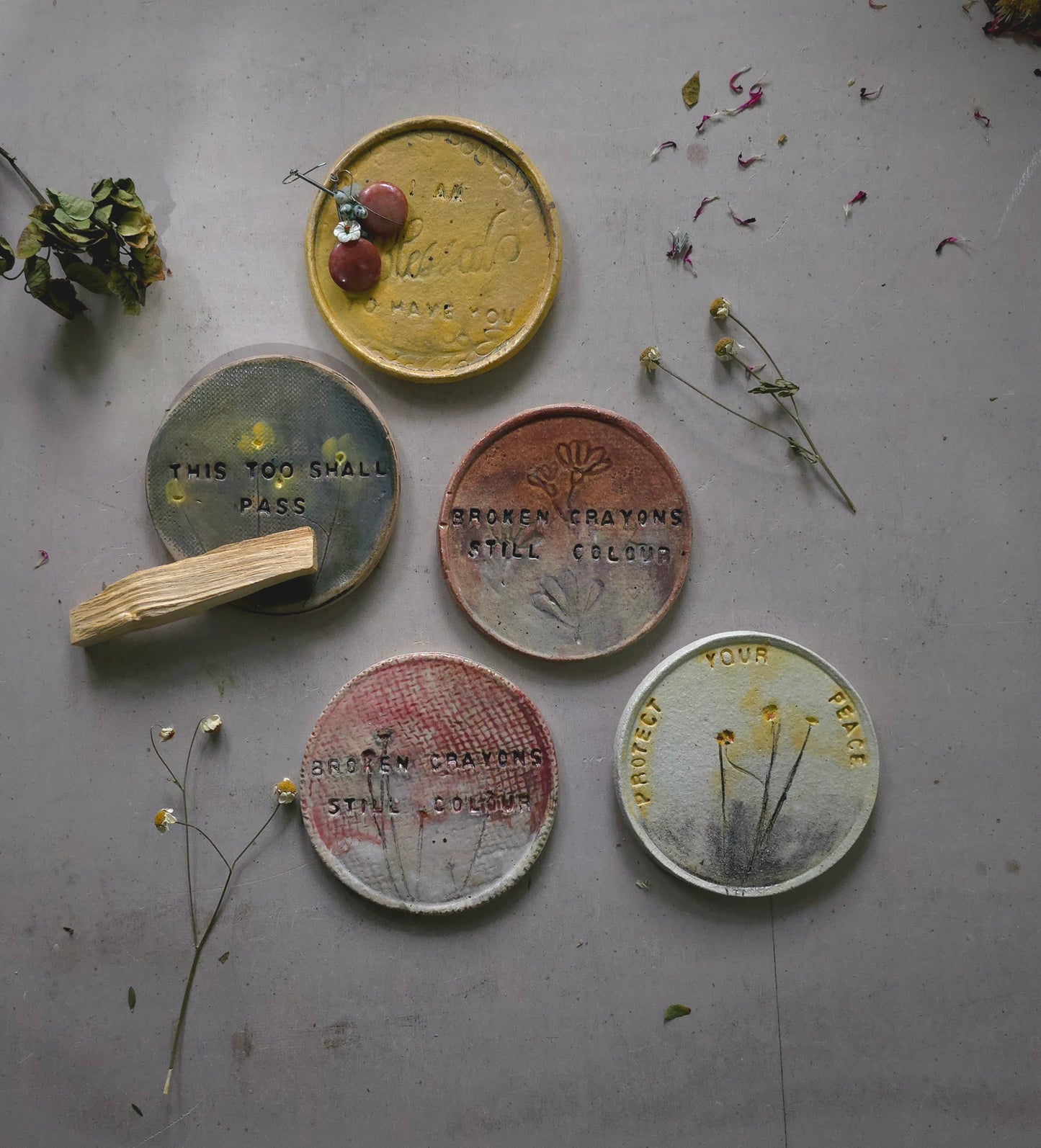 Handmade with your Quote Trinket Dish | Ceramic Coaster, Soap Dish, Jewellery Holder, Tealight Plate | Handpainted Rustic Pottery with Inspirational Quotes | Unique Gift Idea