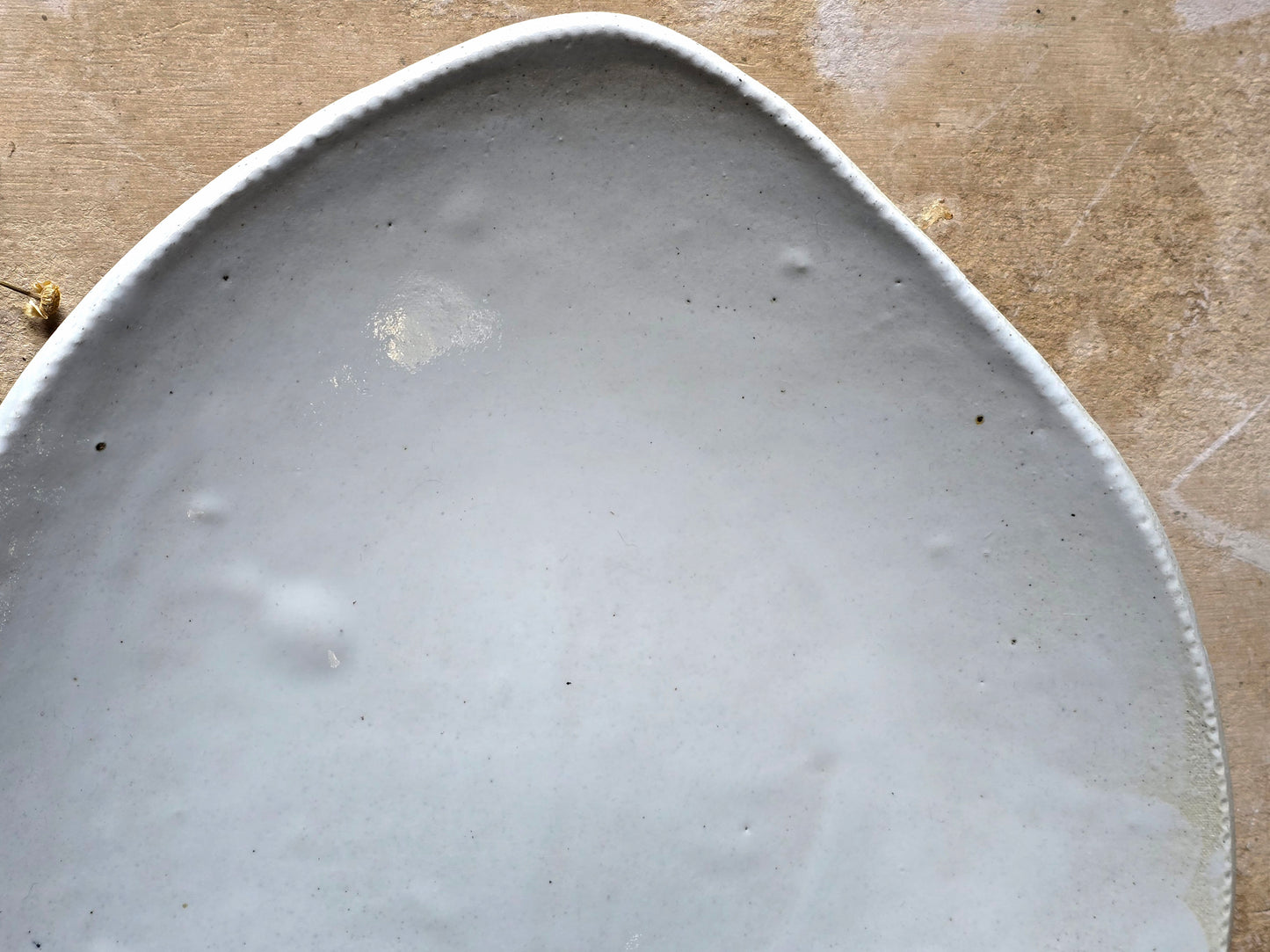 Handcrafted White Ceramic Serving Platter – Organic Egg Shape with Grey Flecks & Earthy Tones – Rustic Decorative Dish for Cheese, Fruit, Pasta & More