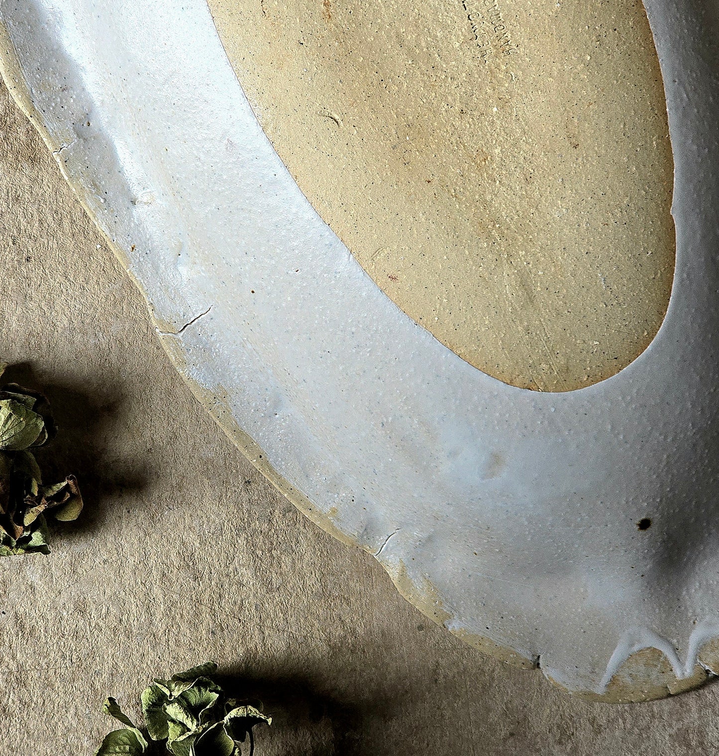 Handcrafted Organic Ceramic Serving Dish | Rustic Pottery Platter | Sheer White Greyish Glaze with Raw Clay Rim | Unique Food-Safe Bowl | Artisan Tableware | Gift for Home Cooks