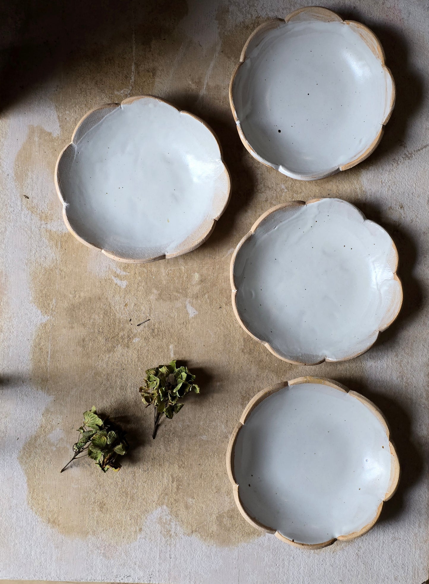 Handmade Scalloped Ceramic Bowl | Satin Glaze Interior with Raw Biscuit Clay | Unique Rustic Pottery Bowl | Dessert | Ice Cream Bowl | Artisan Tableware