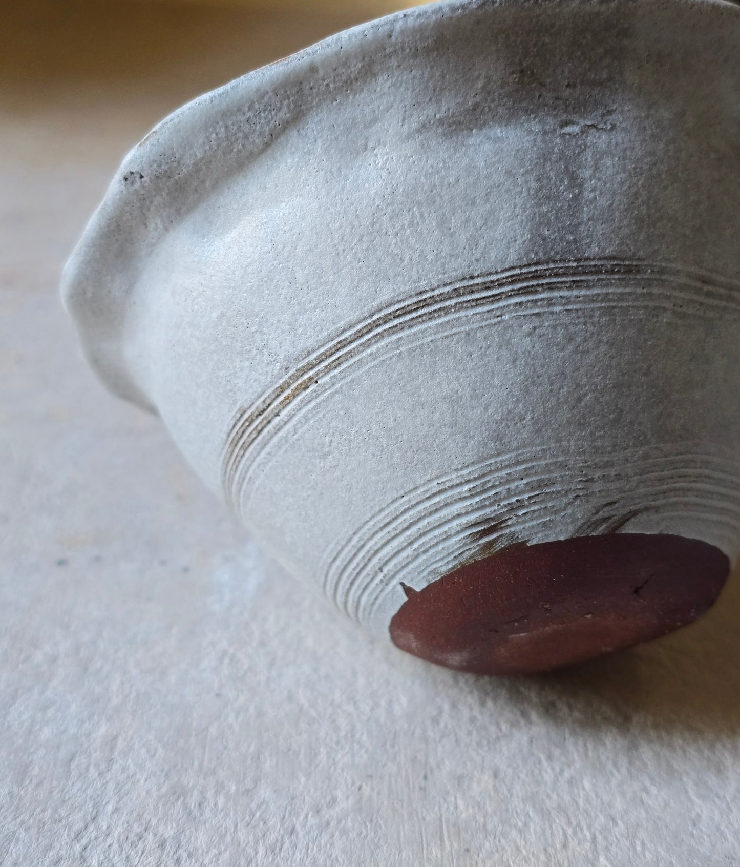 Handmade Ceramic Rustic Bowl – Mahogany Clay with Matte White Glaze, Rustic Conical Dish