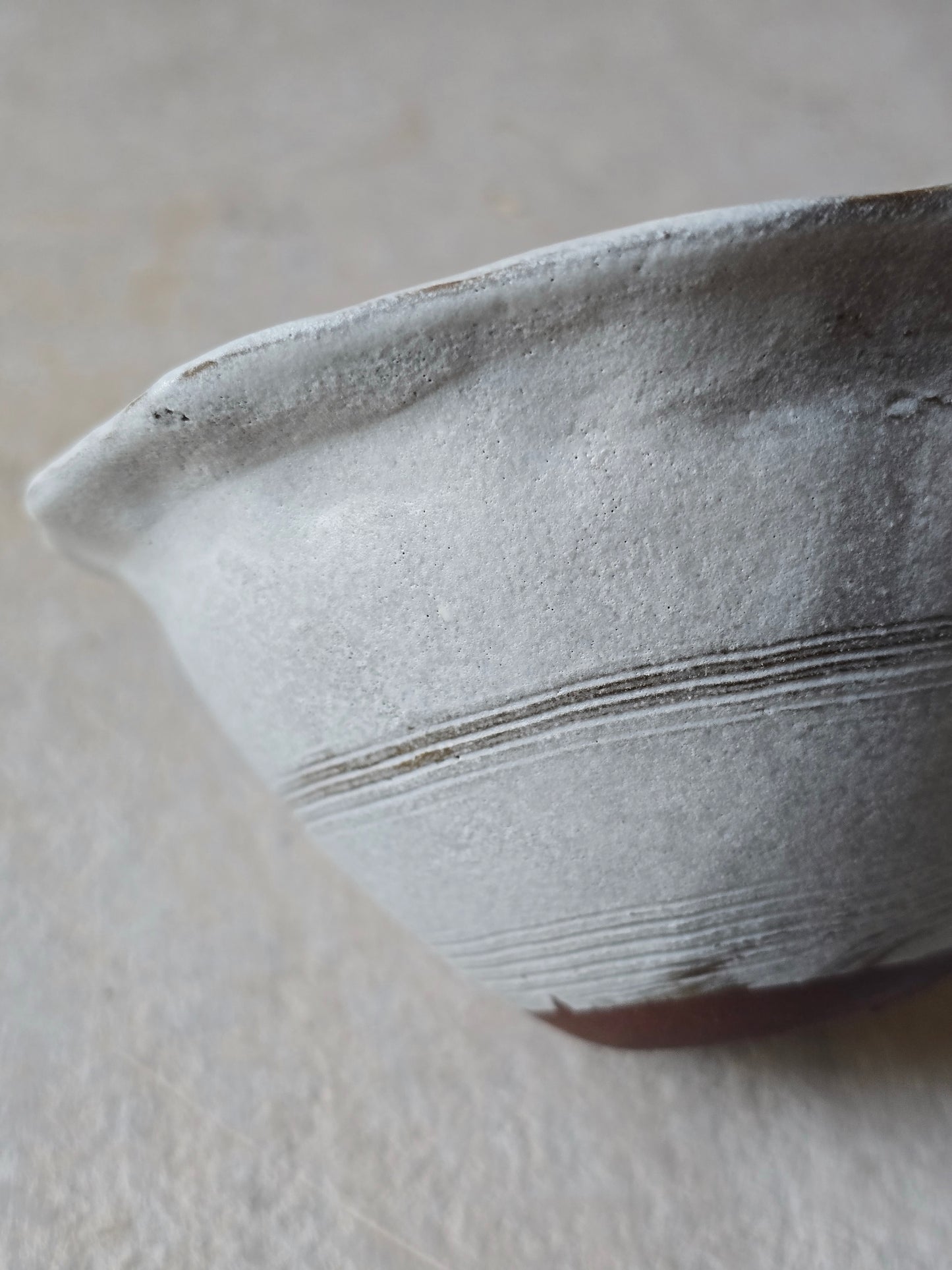 Handmade Ceramic Rustic Bowl – Mahogany Clay with Matte White Glaze, Rustic Conical Dish