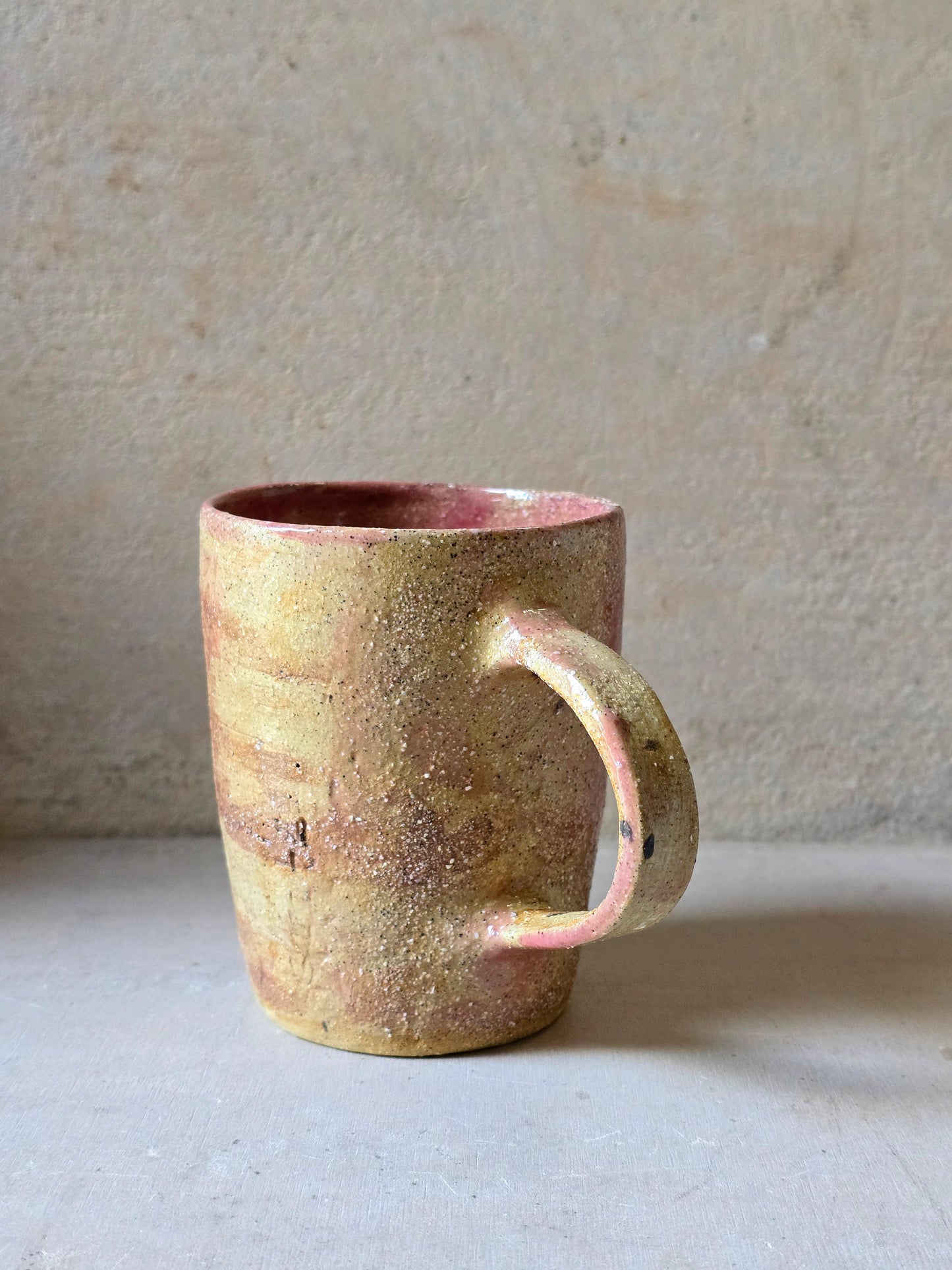 Handmade Rustic Pottery Cup – Raspberry Biscuit or Venetian Glaze | Unique Textured Ceramic Mug | Artisan Gift