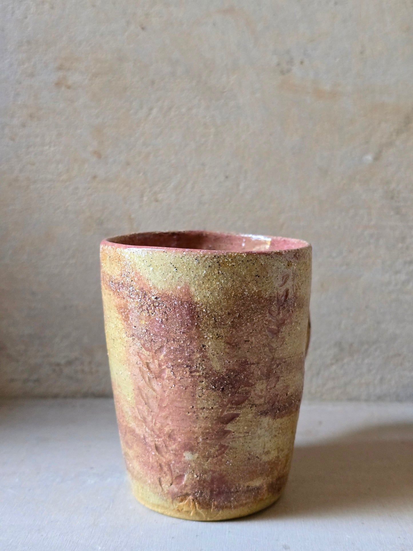 Handmade Rustic Pottery Cup – Raspberry Biscuit or Venetian Glaze | Unique Textured Ceramic Mug | Artisan Gift