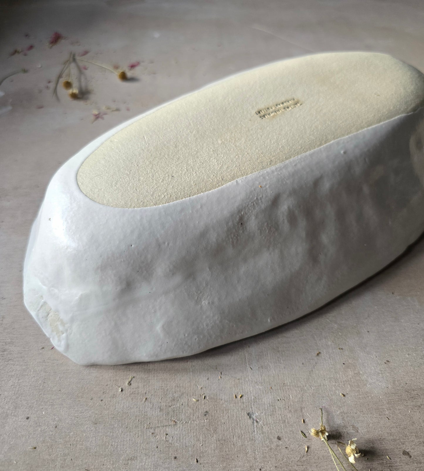 Handcrafted Organic Rectangular Serving Dish – White Glaze with Finger Impressions
