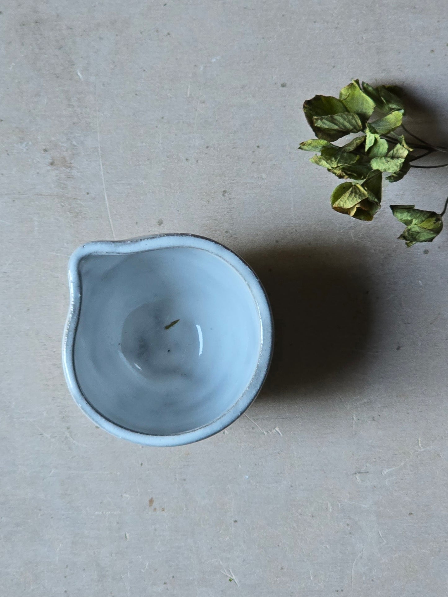 Handmade Ceramic Sauce Pourer – White Glaze on Mahogany Clay (Mini Dipping Bowl)