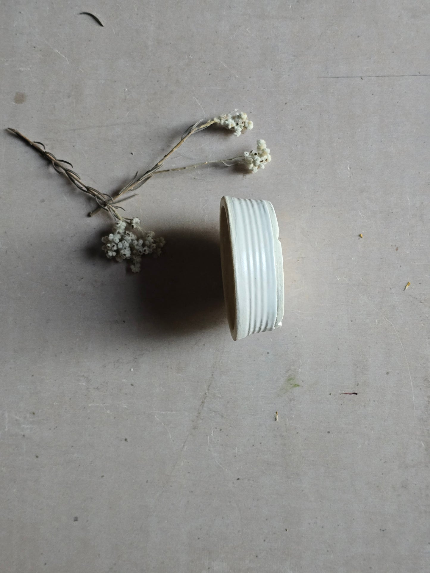 Handmade "Old Fashioned" Stamped Ceramic Dish – Small Round Bowl in Custard or Milky White Glaze | Gift for Traditionalists
