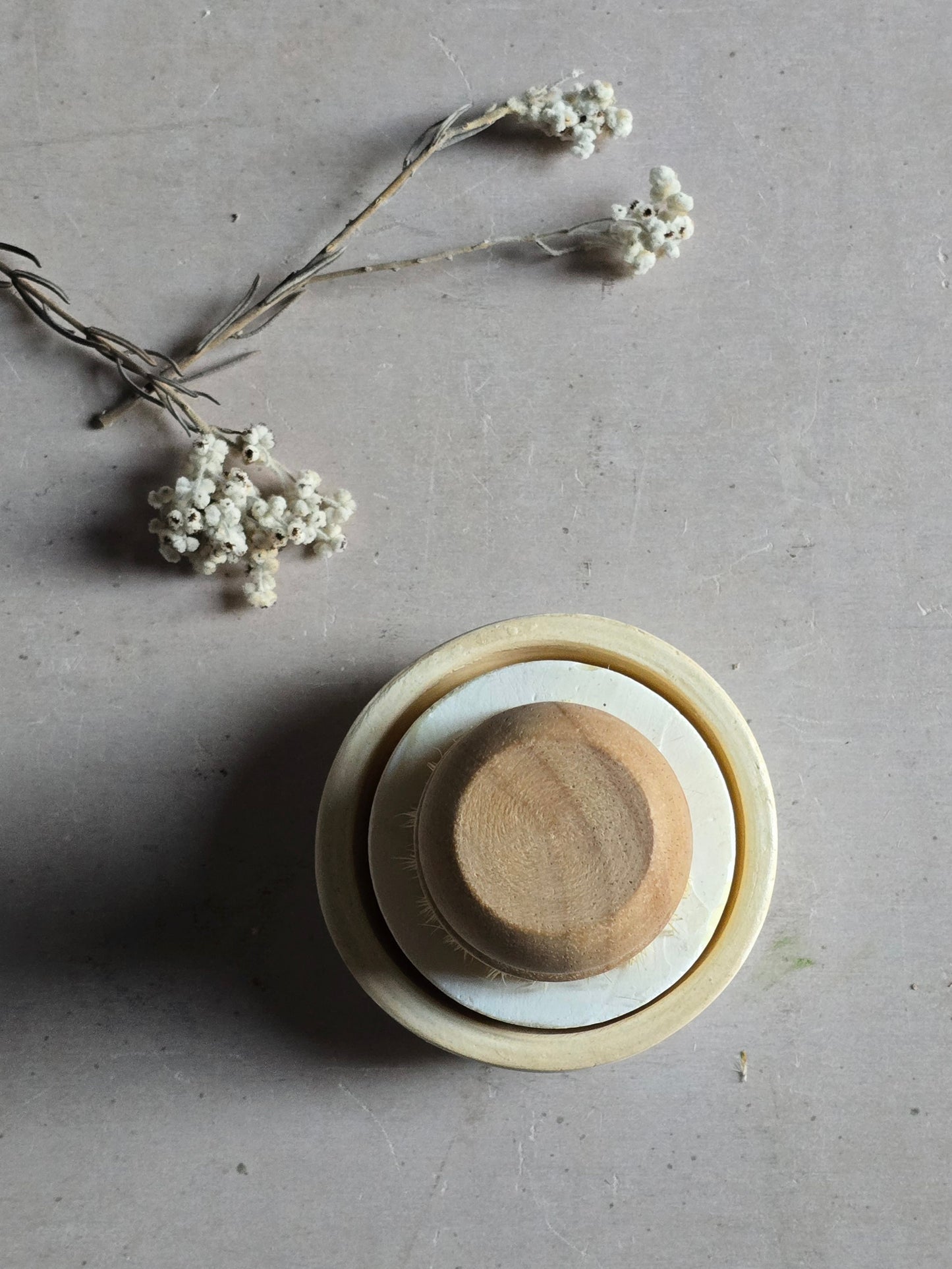 Handmade "Old Fashioned" Stamped Ceramic Dish – Small Round Bowl in Custard or Milky White Glaze | Gift for Traditionalists