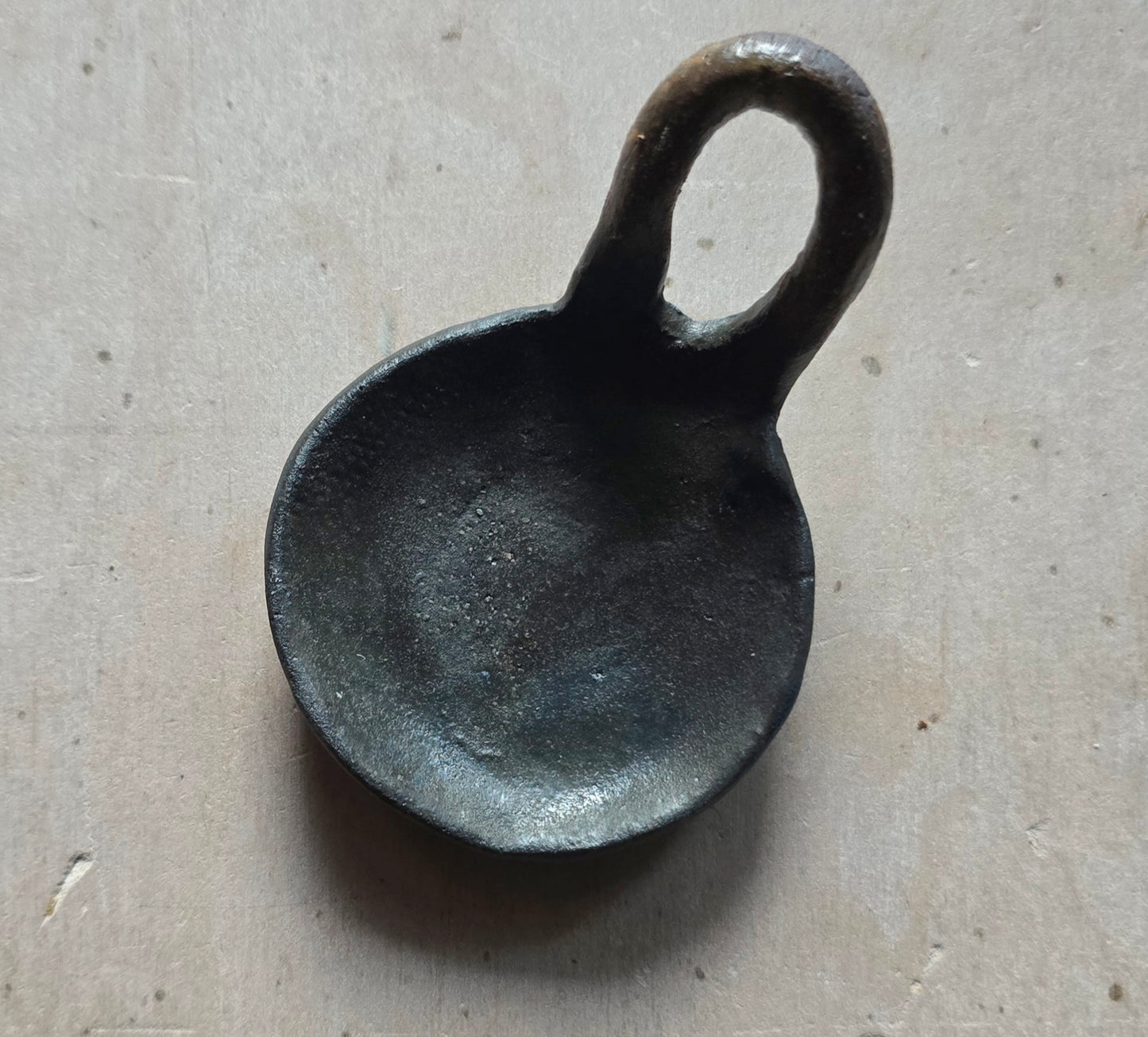 Rustic Handmade Trinket Tray with Handle – Ceramic Ring Dish, Tealight Holder, Mini Hanging Tray