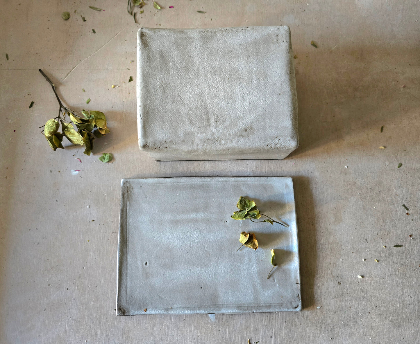 Handmade Rustic Butter Dish – White & Soft Grey Glaze on Black Clay (Imperfect, Discounted)