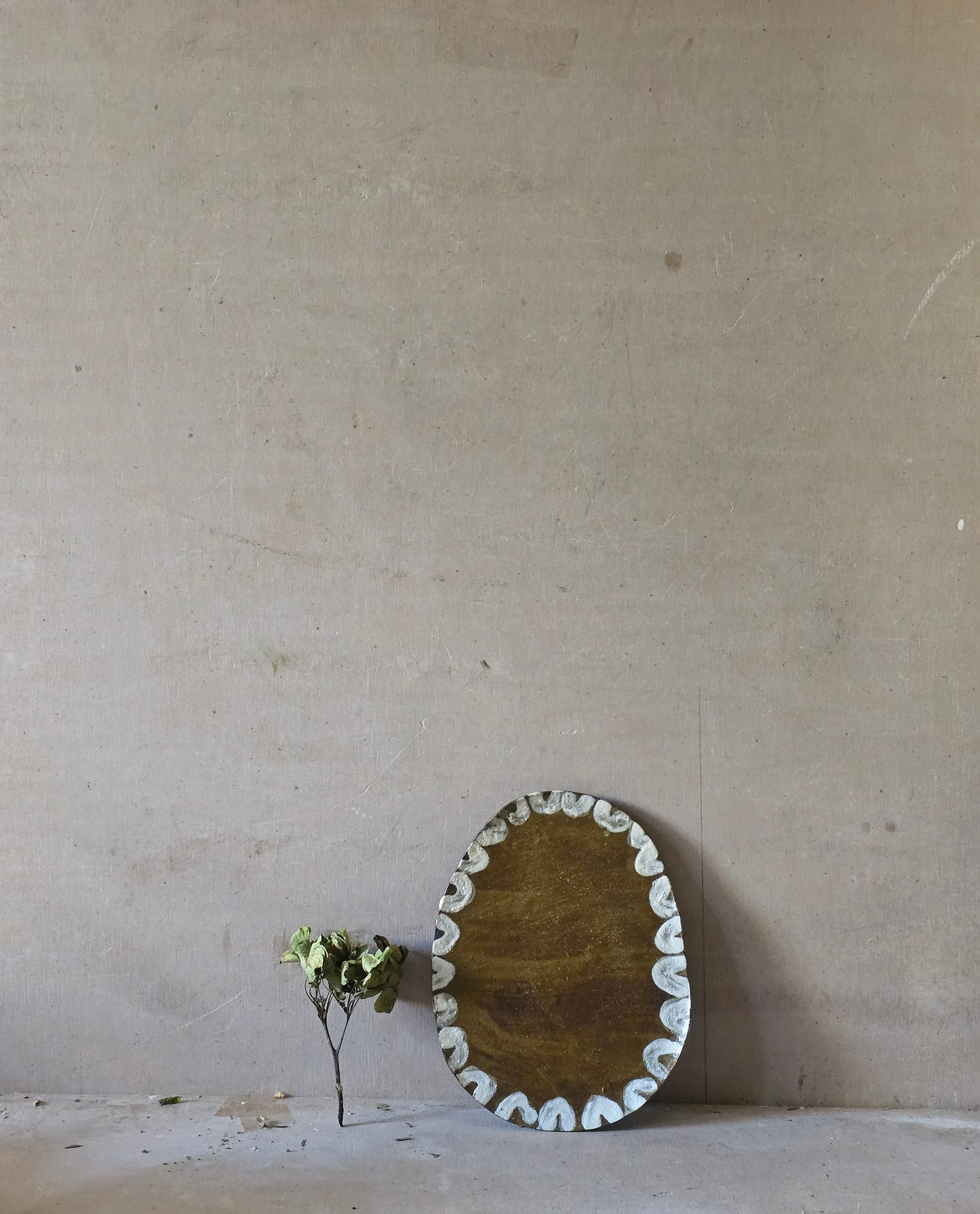 Handmade Organic Ceramic Plates – Olive Glaze on Black Clay with Bold White Patterns (Sold Separately)