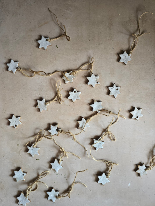 Rustic White Ceramic Star Decorations