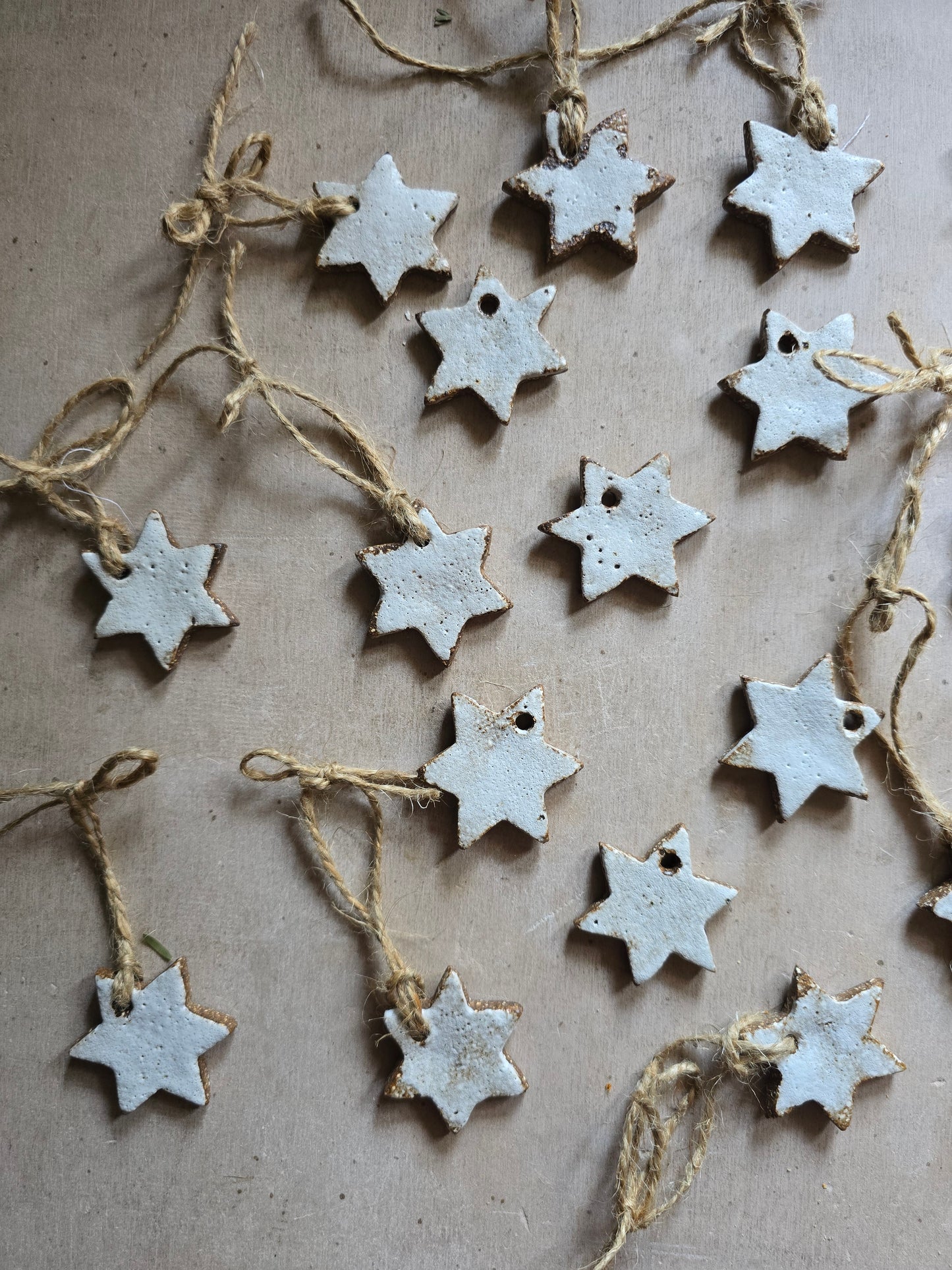 Rustic White Ceramic Star Decorations