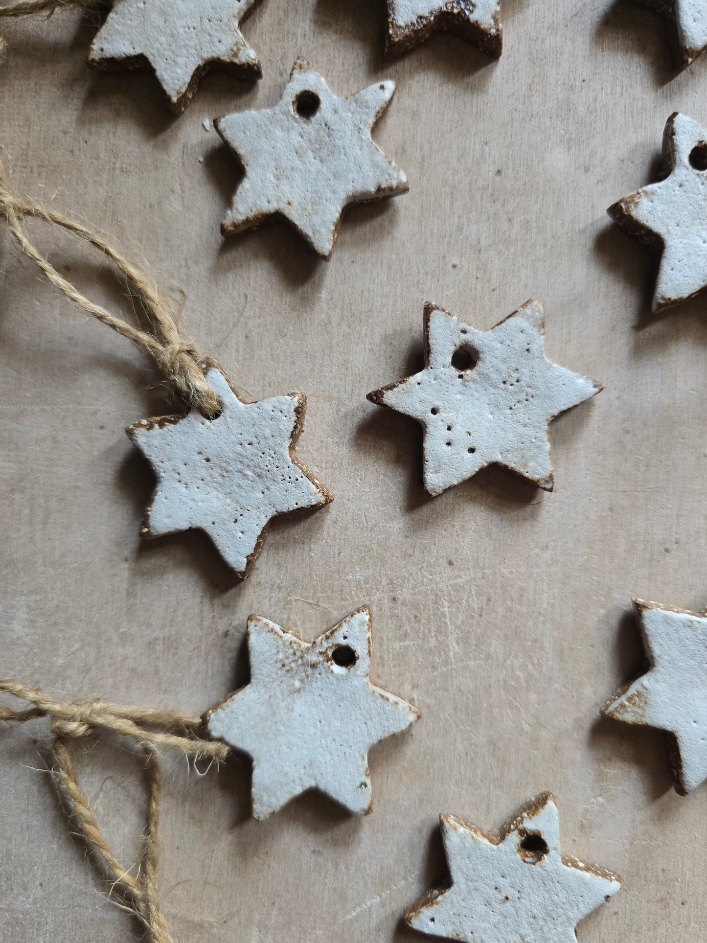 Rustic White Ceramic Star Decorations