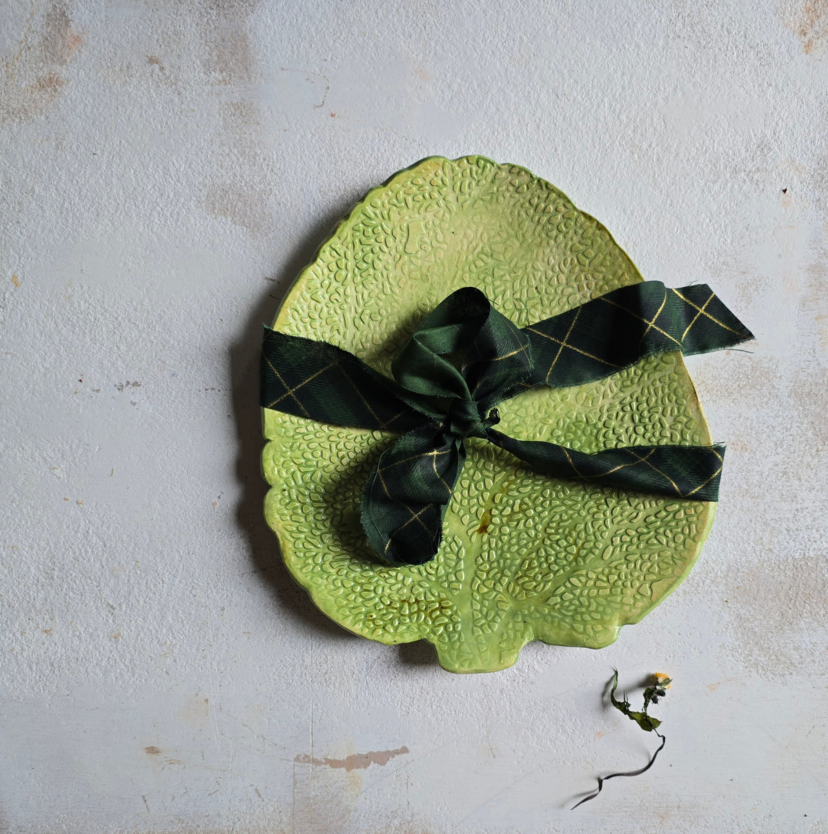 Handcrafted Evergreen Tree Serving Plate | Green Glazed Ceramic Serveware