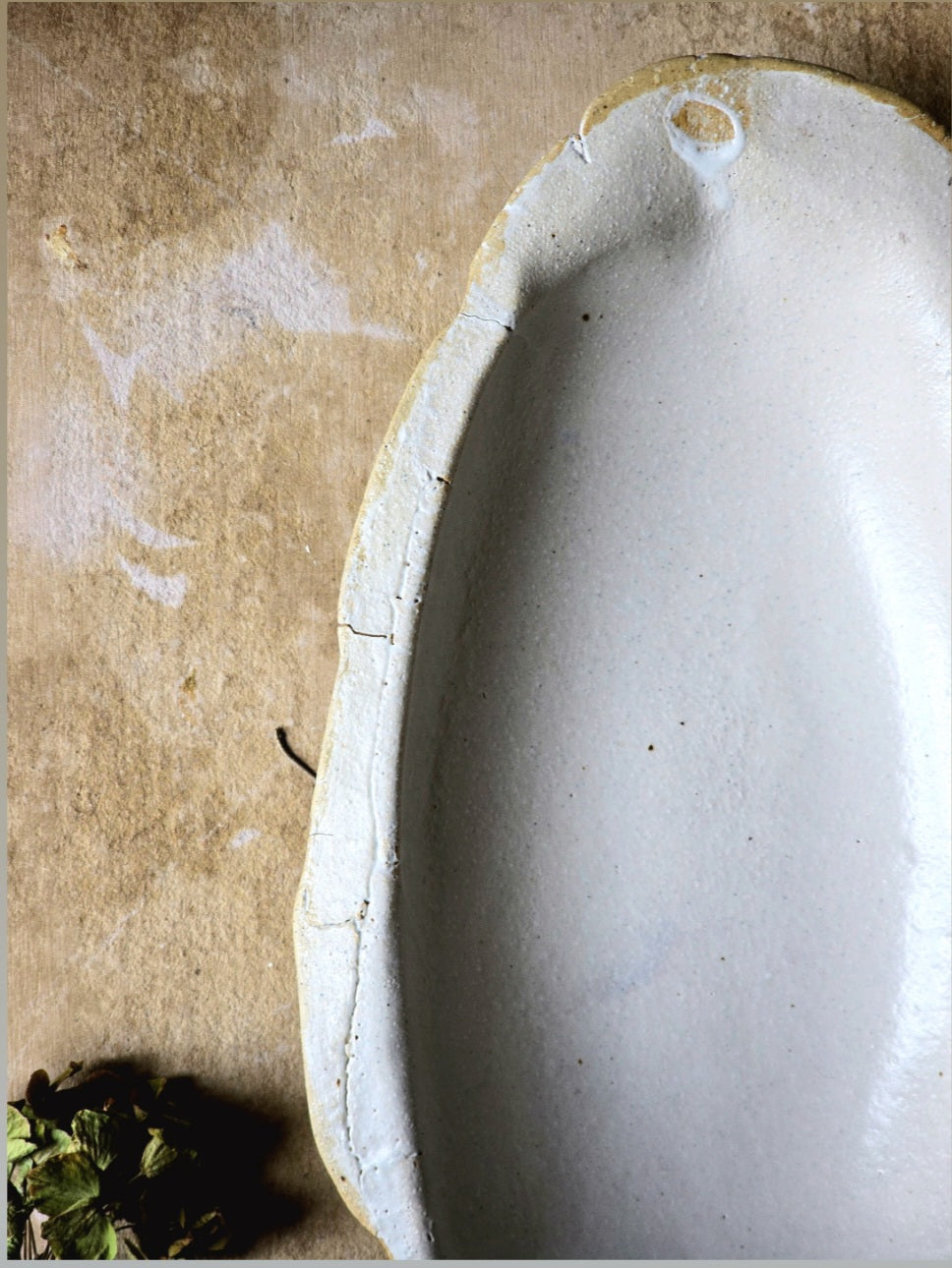 Handcrafted Organic Ceramic Serving Dish | Rustic Pottery Platter | Sheer White Greyish Glaze with Raw Clay Rim | Unique Food-Safe Bowl | Artisan Tableware | Gift for Home Cooks