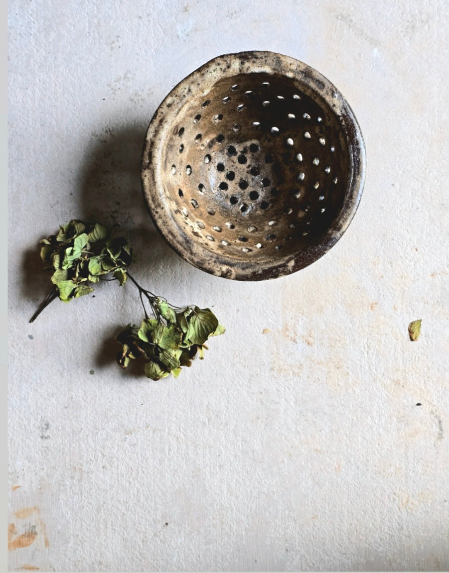 Product Title: Rustic Ceramic Strainers – Small Berry & Olive Colanders - Tea Leaves Strainer
