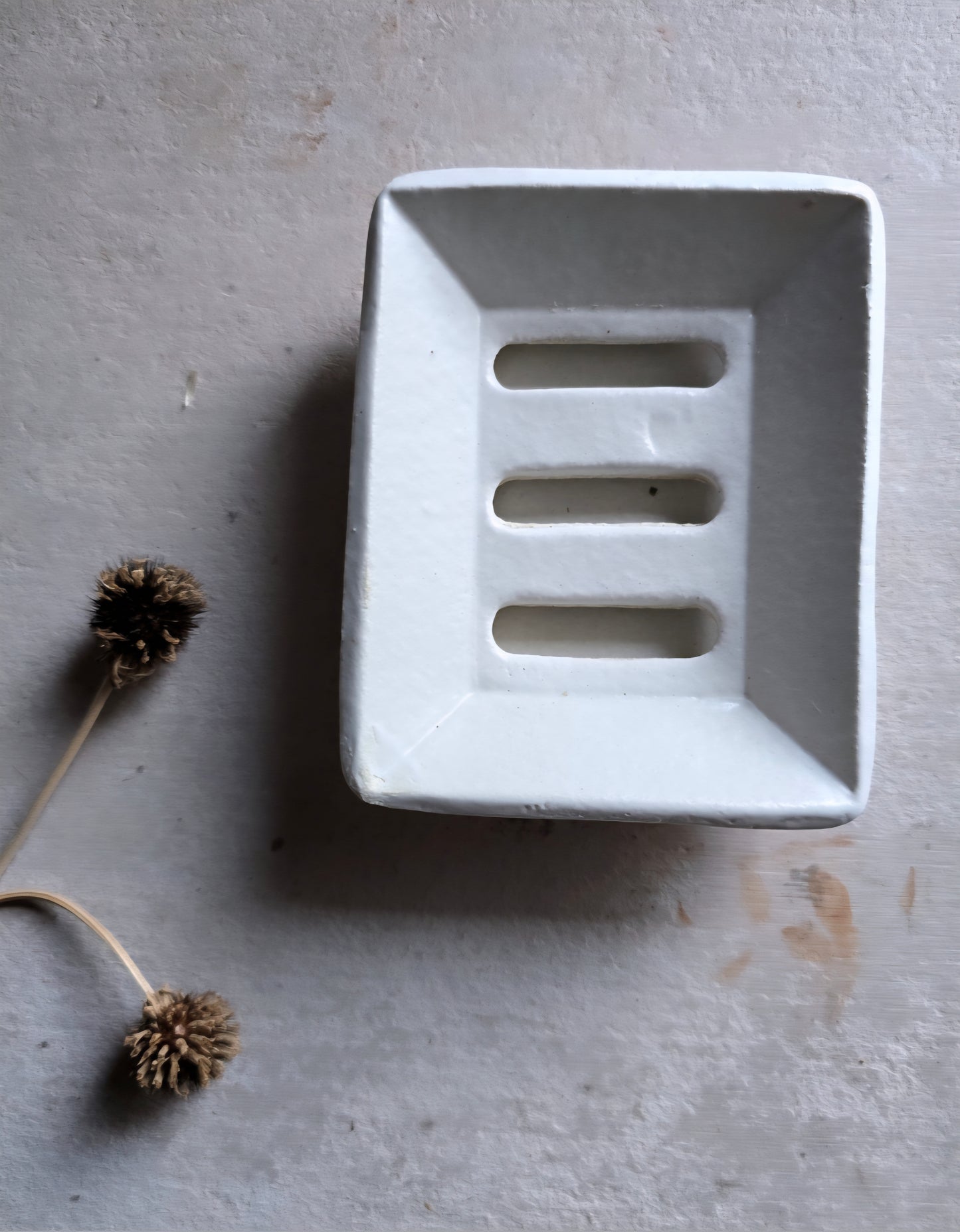 Handcrafted Rectangular Ceramic Soap Dish with Drip Tray | Two Piece Pottery Soap Holder | Modern Rustic Bathroom Decor | Gift for Home | Trinket Tray