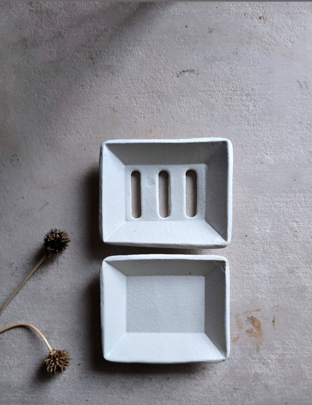 Handcrafted Rectangular Ceramic Soap Dish with Drip Tray | Two Piece Pottery Soap Holder | Modern Rustic Bathroom Decor | Gift for Home | Trinket Tray