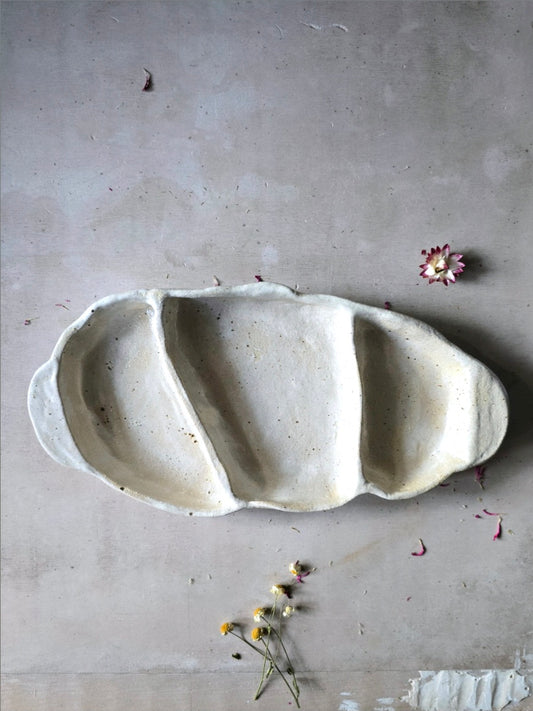 Rustic Latte Serving Tray with Dividers & Handles – Perfect for Chutney, Jam, Cheese & Entertaining