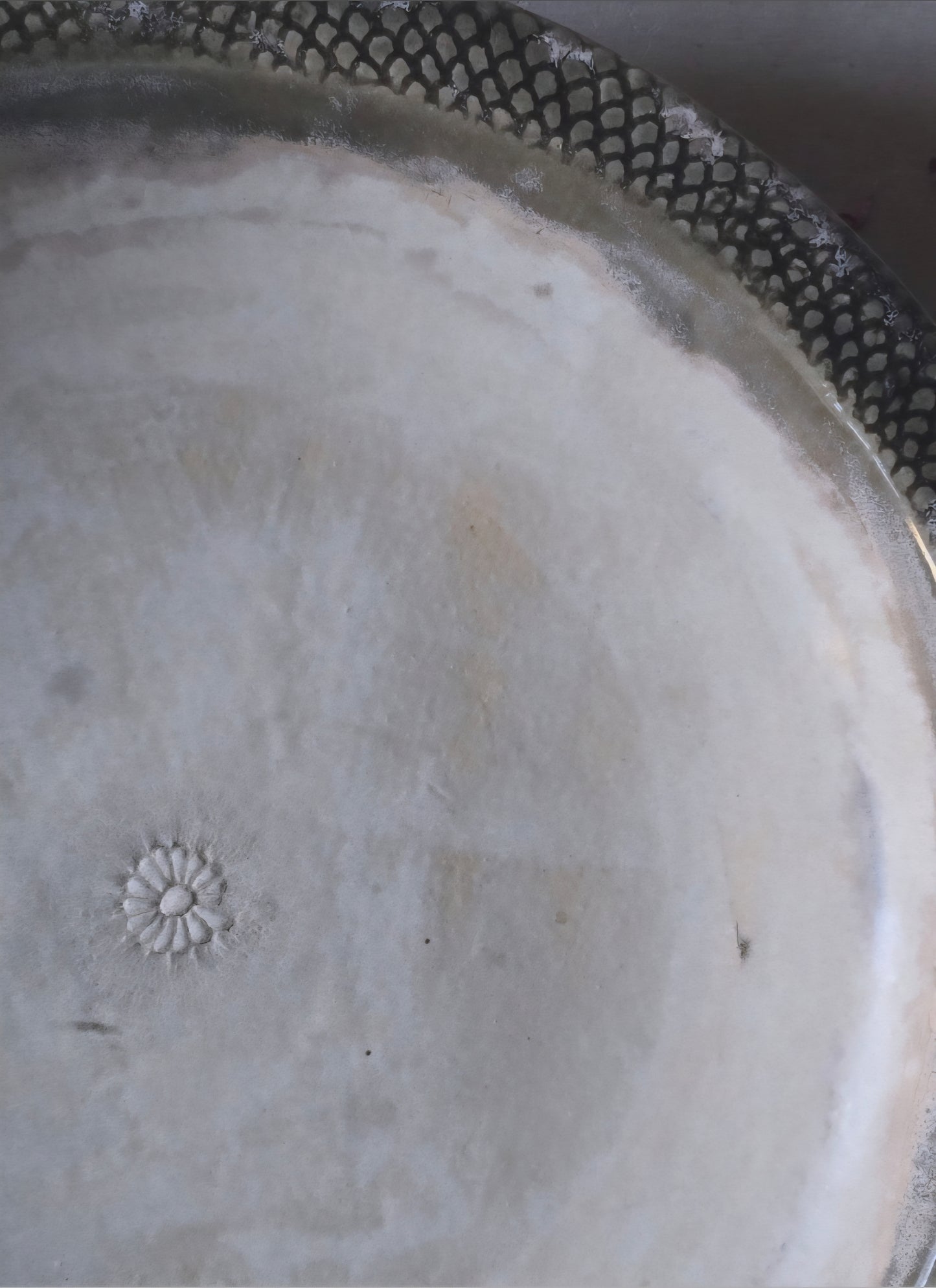 Handcrafted Ceramic Serving Dish – Dark Olive & Latte Glaze with Embossed Flower | Unique Bespoke Pottery Plate