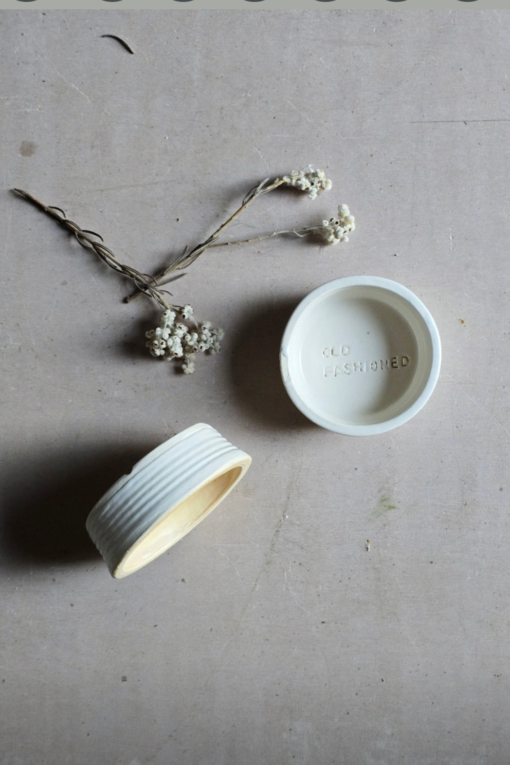 Handmade "Old Fashioned" Stamped Ceramic Dish – Small Round Bowl in Custard or Milky White Glaze | Gift for Traditionalists