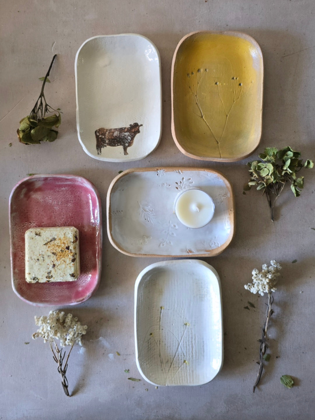 Handmade Ceramic Trinket Tray | Soap Dish, Nibble Plate, Tealight Holder, Sage Stick Tray | Rustic Bits & Bobs Dish – Multiple Styles