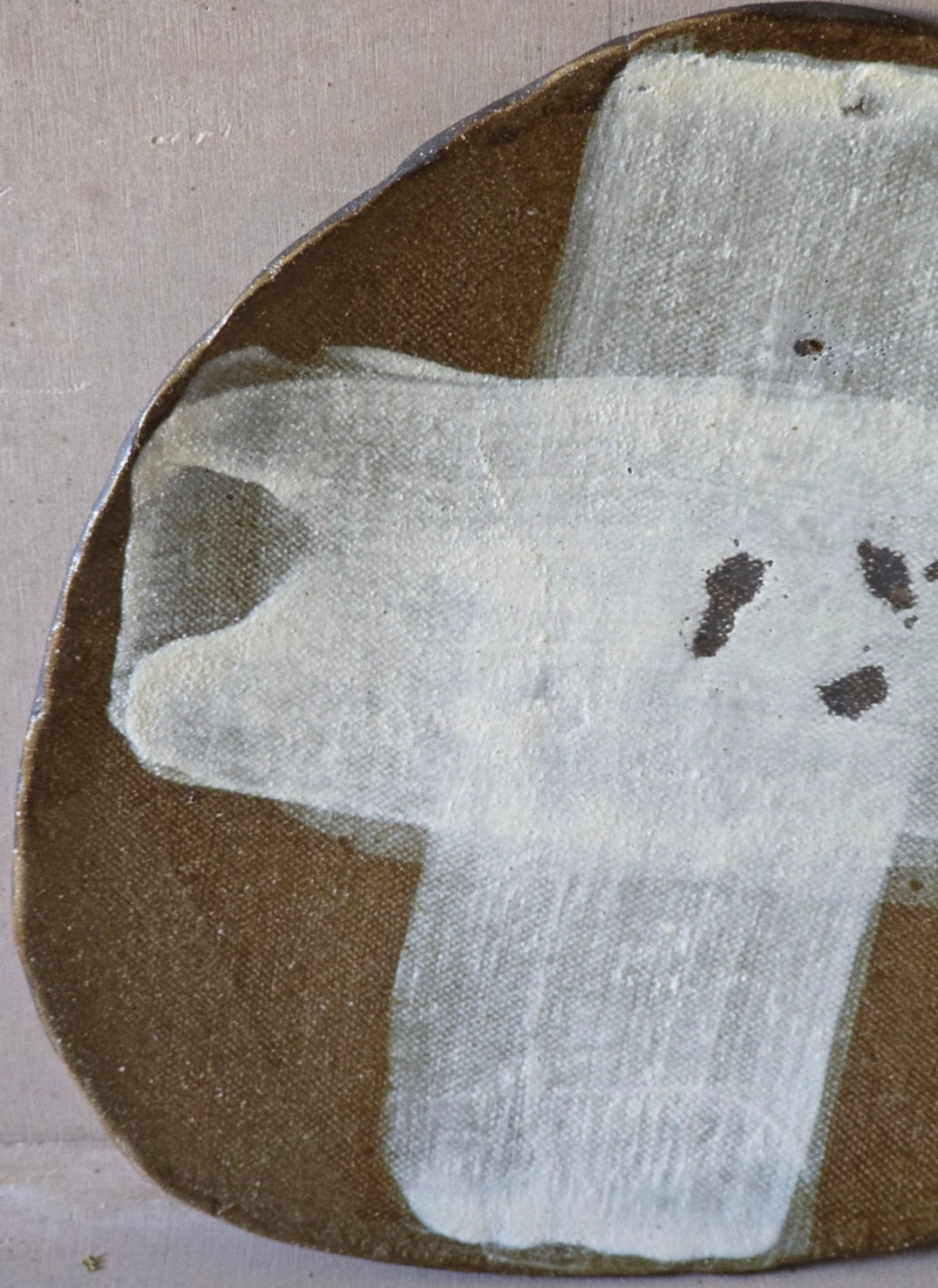 Handmade Organic Ceramic Plates – Olive Glaze on Black Clay with Bold White Patterns (Sold Separately)