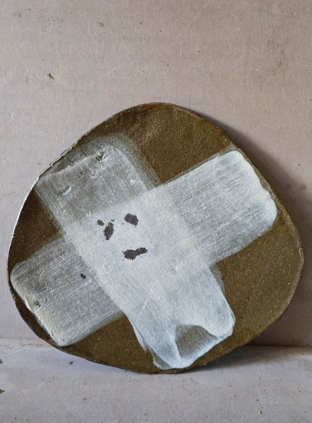 Handmade Organic Ceramic Plates – Olive Glaze on Black Clay with Bold White Patterns (Sold Separately)