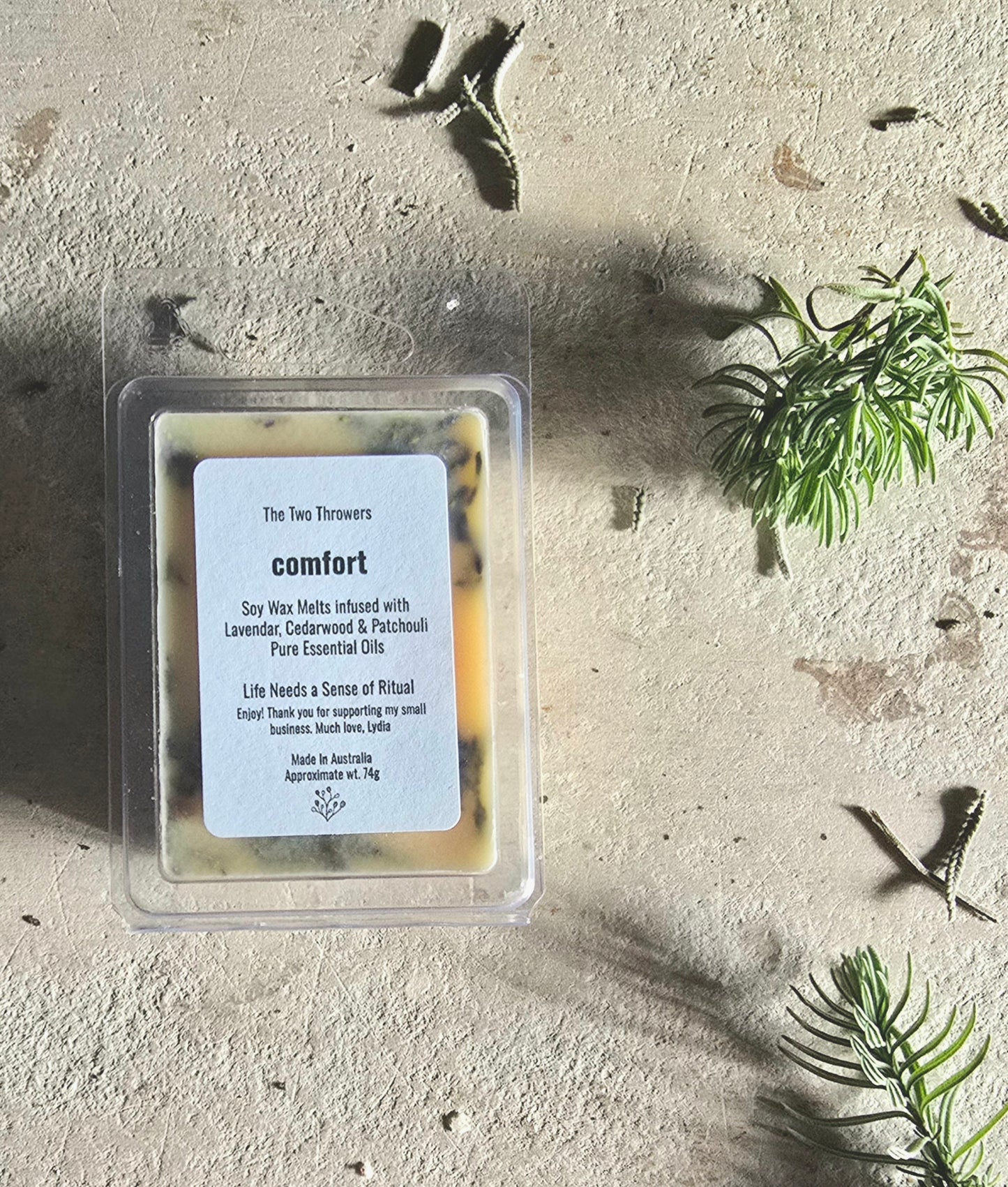 "Comfort Soy Wax Melts - Lavender, Cedarwood & Patchouli Essential Oils | Long Lasting Aromatherapy Wax Melts for Calm, grounding & Emotional Wellbeing"