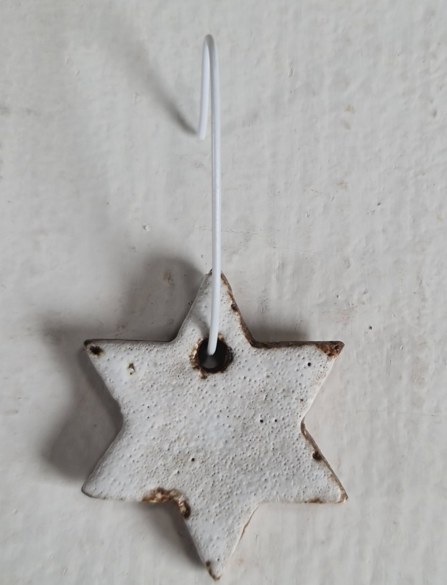 Rustic White Ceramic Star Decorations