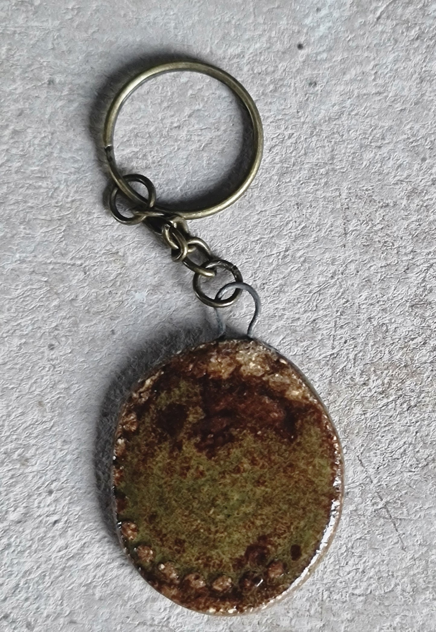 handcrafted creamic oval key rings