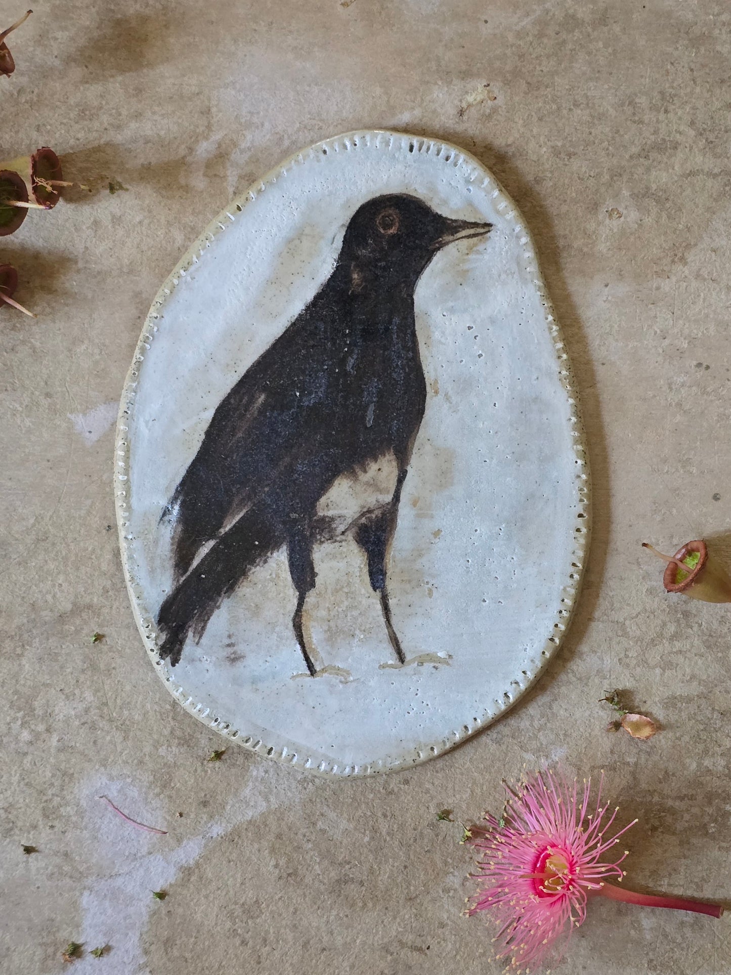 "Lenny the Magpie" handpainted plate/trinket dish