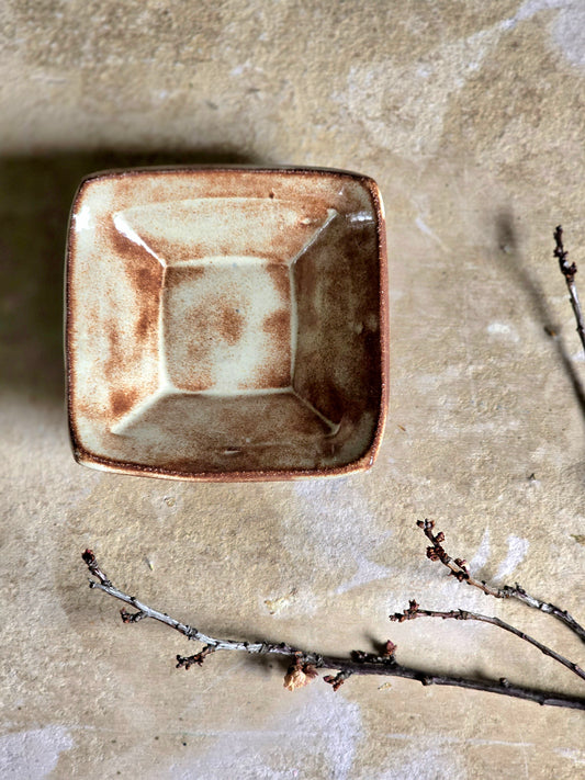 faded rust square dessert bowl/dipping bowl/trinket dish/ handmade gift