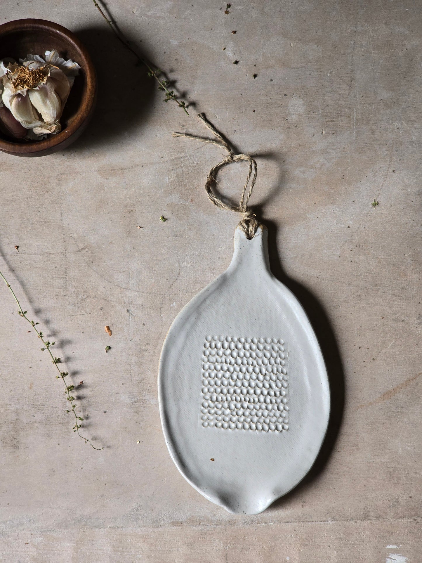 white organic shaped garlic/ginger Grater