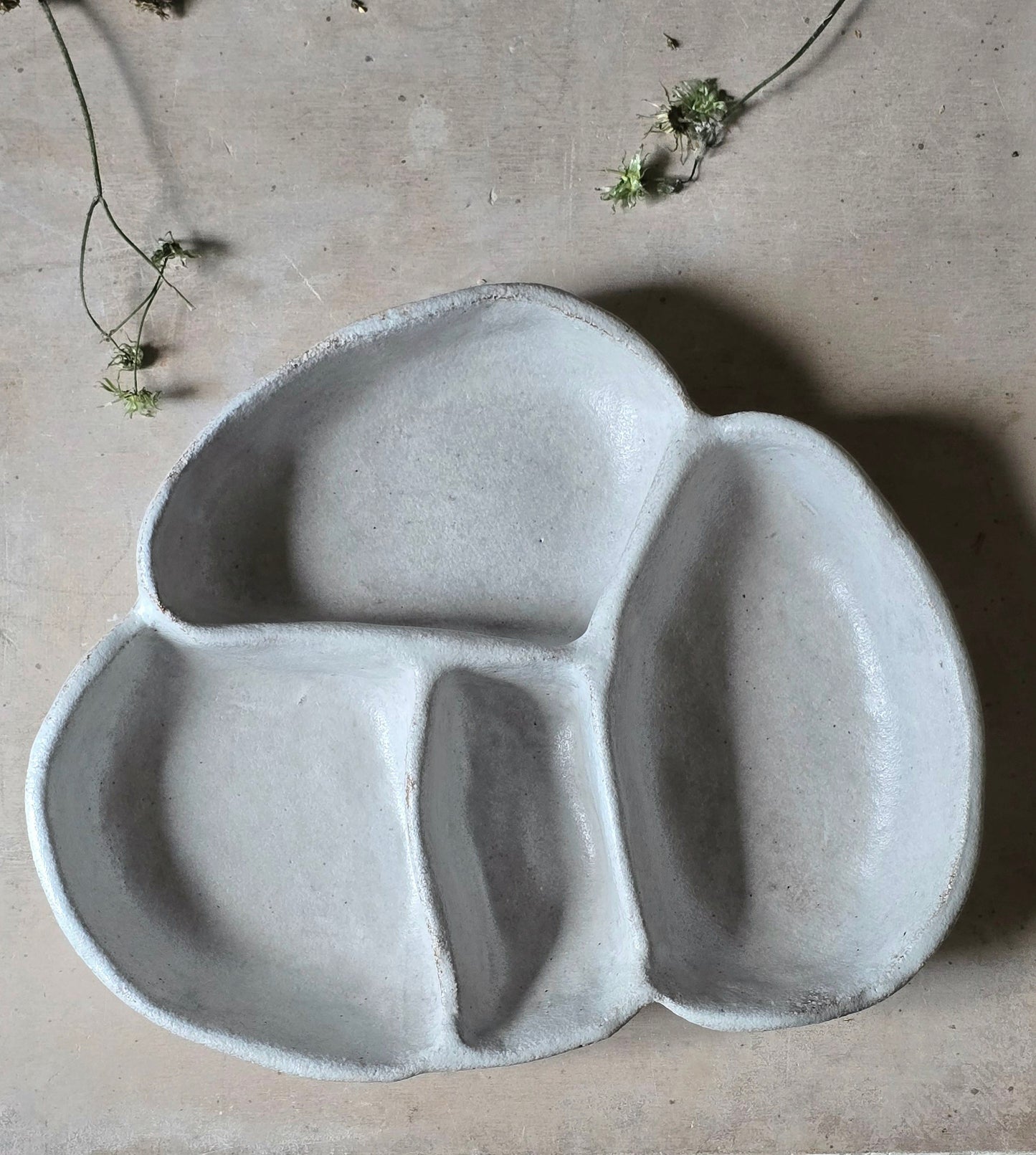 sheer white, soft grey ceramic bowls & entertainer platter/trinket tray/ jewellery