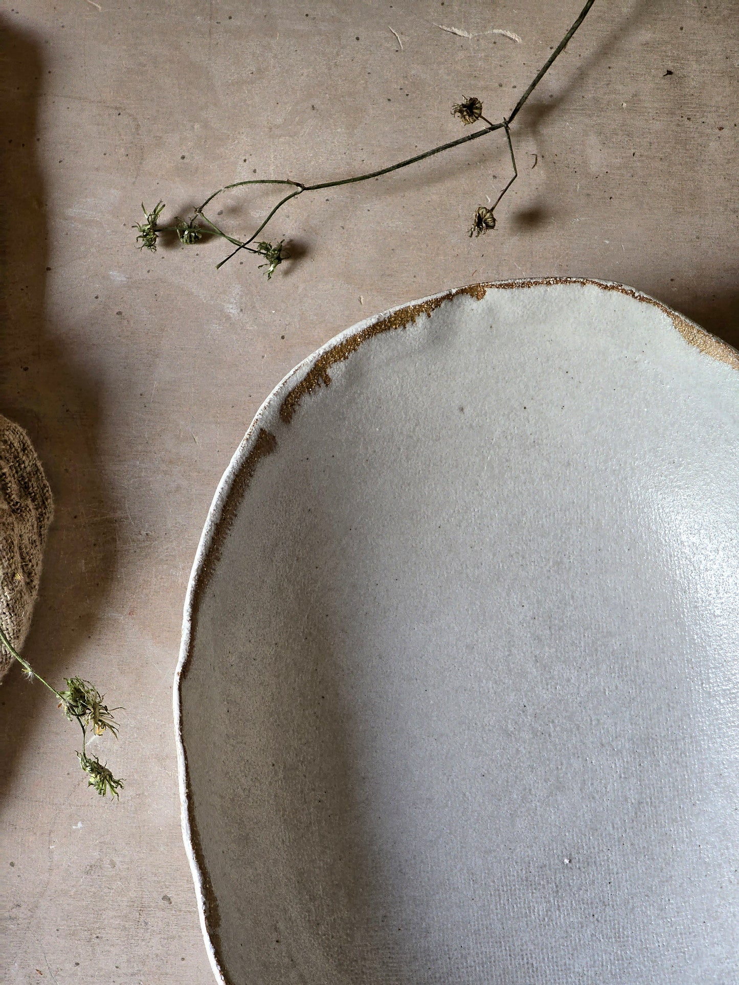 Sheer white Soft grey salad bowl/serving dish