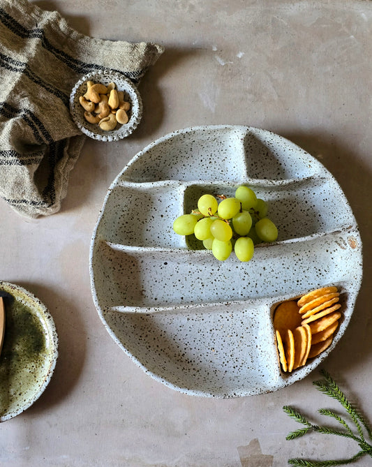 speckled white handmade entertainer platter