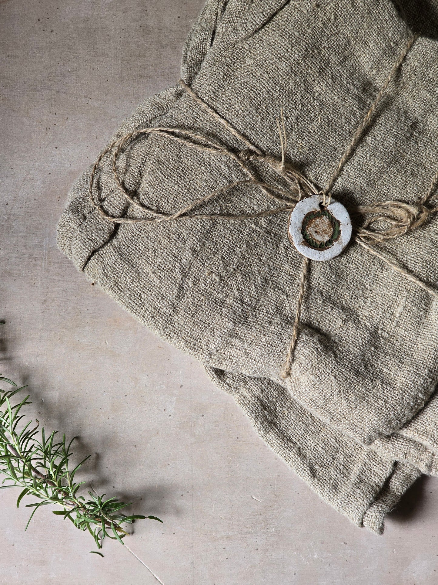 rustic natural kitchen/handloomed 100% linen tea towel