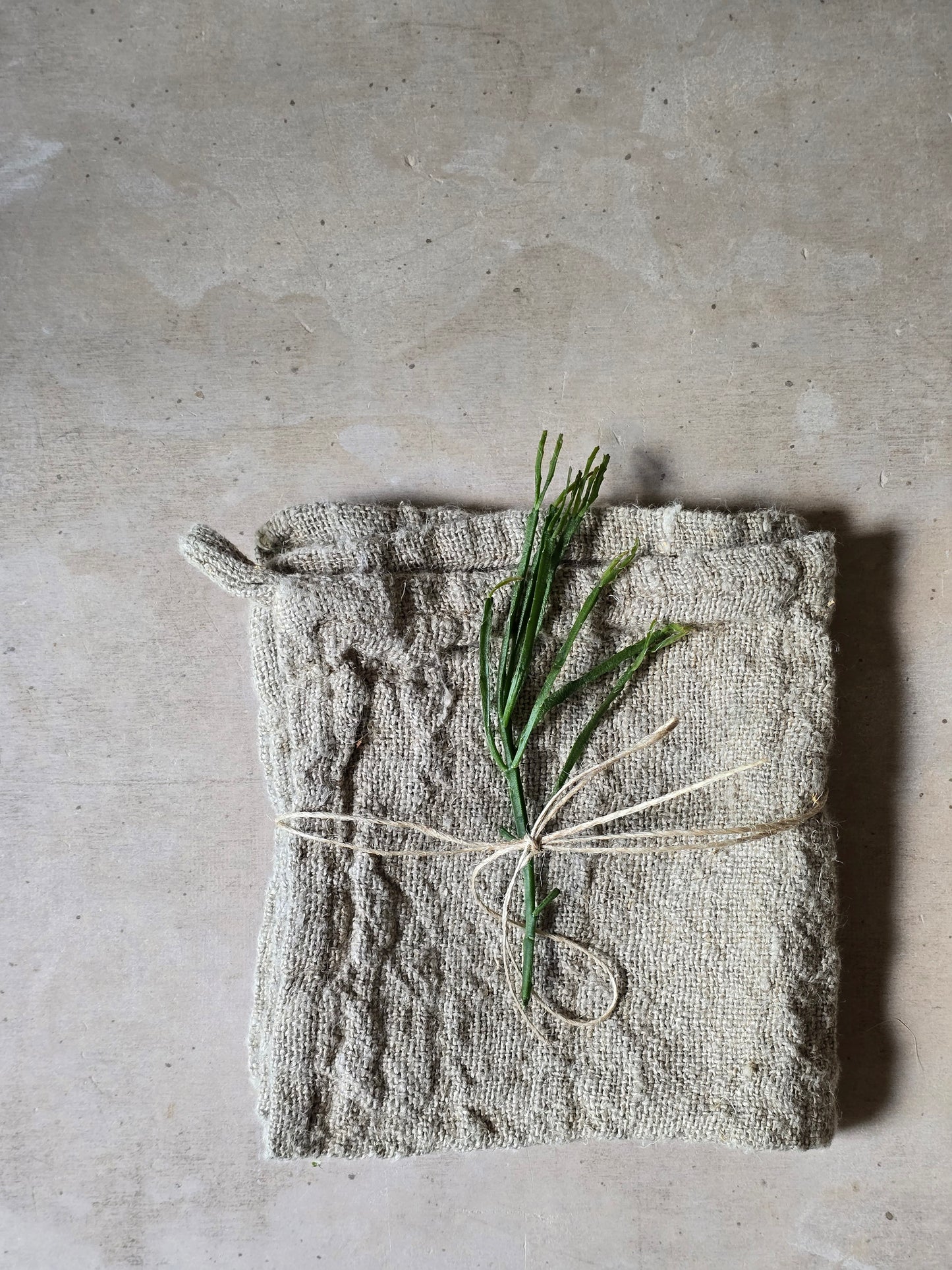 rustic natural handloomed 100% Linen wash cloth and a loop to hang.