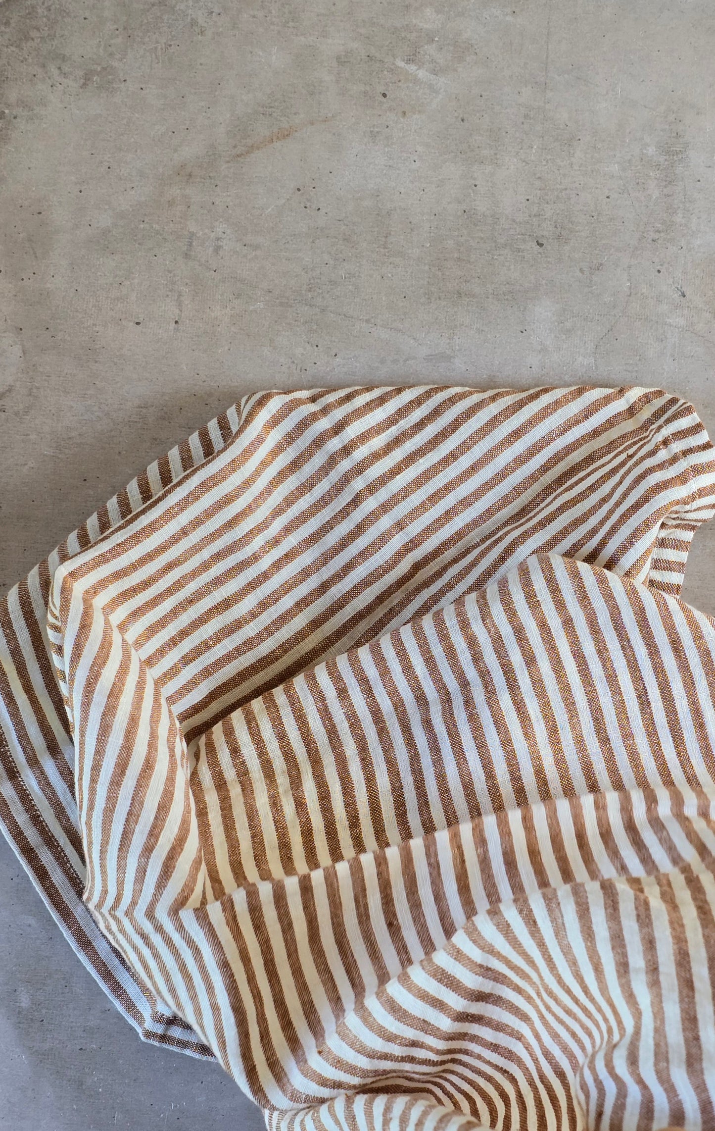 Rust stripe stonewashed 100% linen tea towel