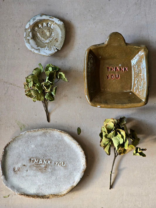 handmade pottery thank you & peace trinket dishes gifts for her thank you gift for him