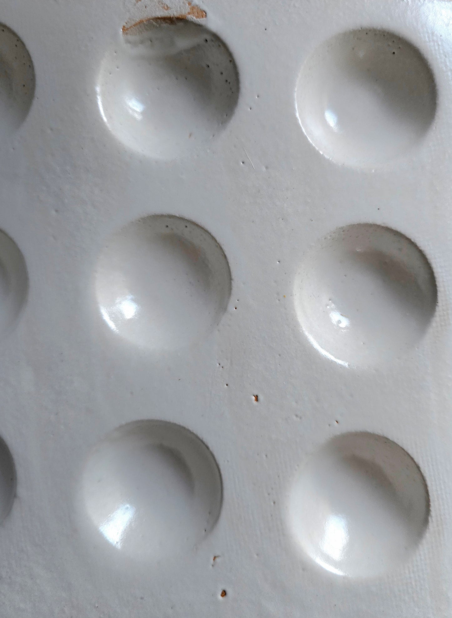 Product Title: Handmade Ceramic Egg Crate – Soft Grey-White Glaze on Rustic Clay | Holds One Dozen Eggs