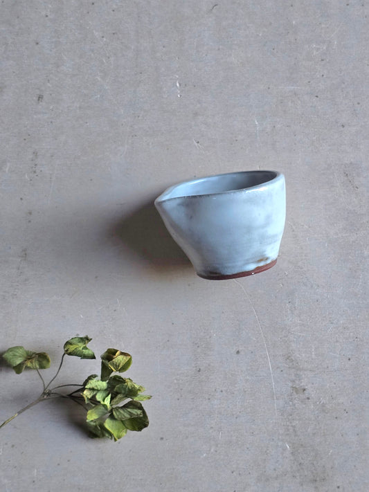 Handmade Ceramic Sauce Pourer – White Glaze on Mahogany Clay (Mini Dipping Bowl)