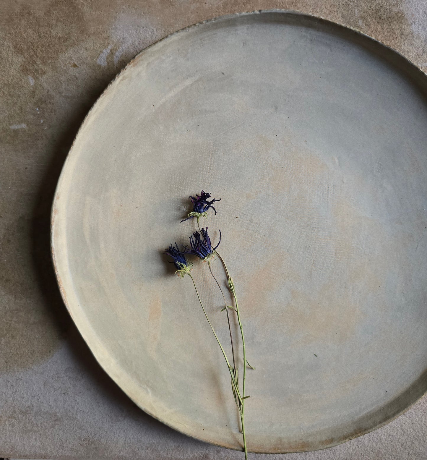 Handcrafted Round Ceramic Platter | Matte Earthy Beige with Apricot Glaze | Minimalist Timeless Serveware