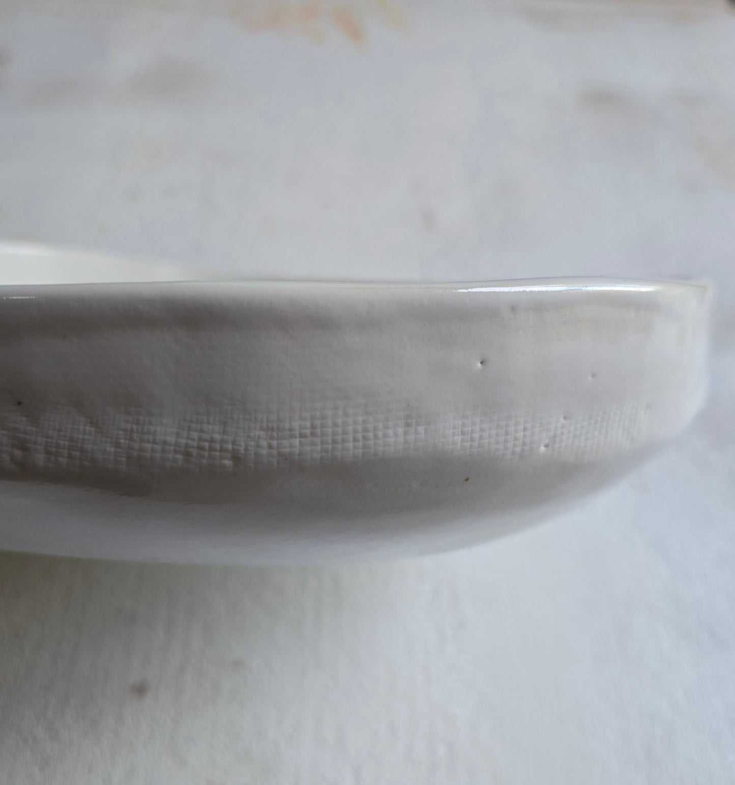 Minimalist Milky White Organic Bowl | Handcrafted Ceramic Serving & Fruit Bowl