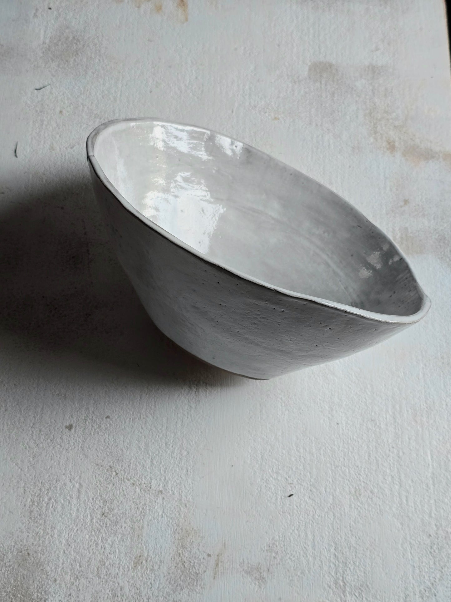 Stillness — Sculptural Handcrafted White Serving Bowl